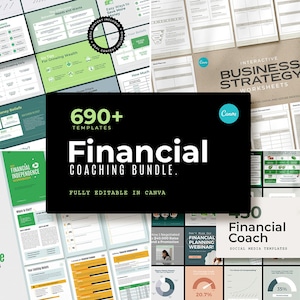 650+ Financial Coaching Bundle CANVA / Financial Freedom Templates with Real Content