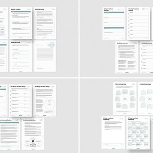 May include: A set of printable worksheets and templates for practicing gratitude. The worksheets include prompts for daily gratitude journaling, a gratitude map, and a 30-day gratitude challenge.
