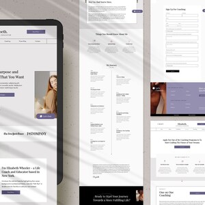 May include: A website screenshot showing a woman's portrait and text about finding your purpose and creating the life you want. The website also features a call to action button that says "Let's Chat".