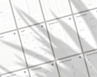 2021 Planners & Schedules Bundle / Daily Schedule / Canva Daily Planners / Weekly Planners / Monthly Goals / To-Do List Template