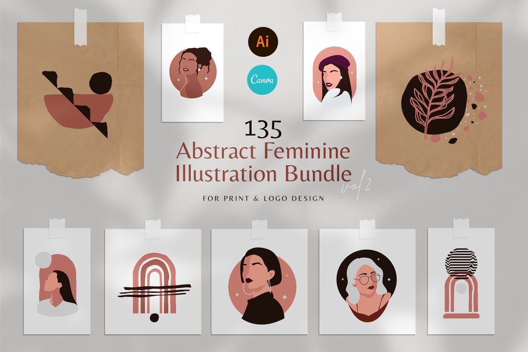 Abstract Feminine SVG & PNG Illustrations Kit - Etsy
