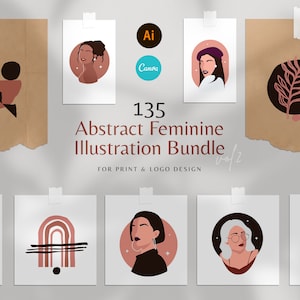 Abstraktes feminines SVG & PNG Illustrations Kit