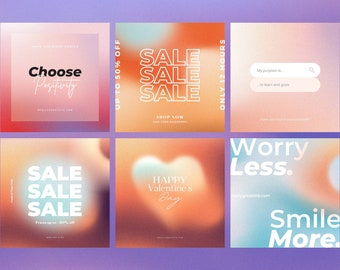 Gradient Social Media Kit for CANVA / CANVA Social Media Templates / Colorful and Retro Social Media Templates / BONUS Included!
