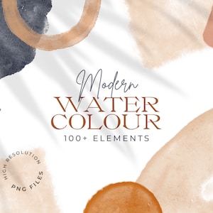 Modern Watercolor Shapes Bundle / Minimal Watercolor Splashes Bundle