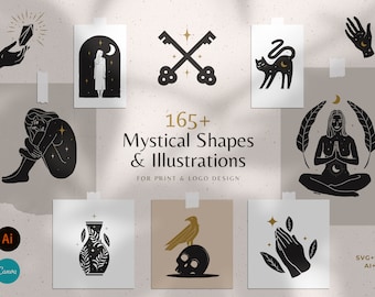 165+ Mystical Illustration Bundle / Esoteric Illustrations / Modern Esoteric and Mystical Illustrations Clipart Collection