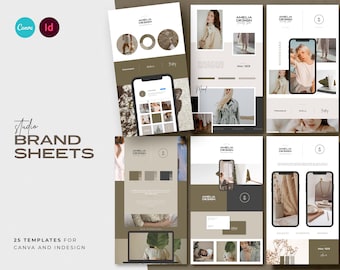 Studio Brand Sheets for CANVA & Indesign / Brand Sheets / Brand Guideline Template / Logo Board Template / Branding Templates for Canva