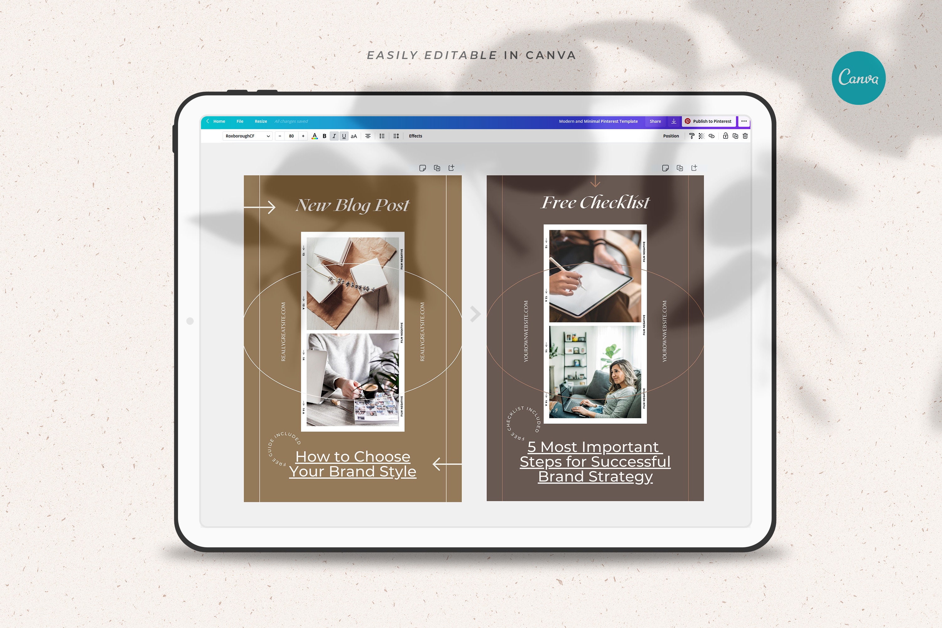 CANVA Aesthetic Pinterest Templates / Feminine Pinterest | Etsy