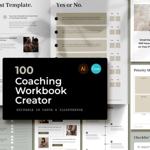 100 Elegant Coaching Workbook Creator Templates / Canva Workbook Templates / Online Course Workbook / 100 Pages Webinar Templates