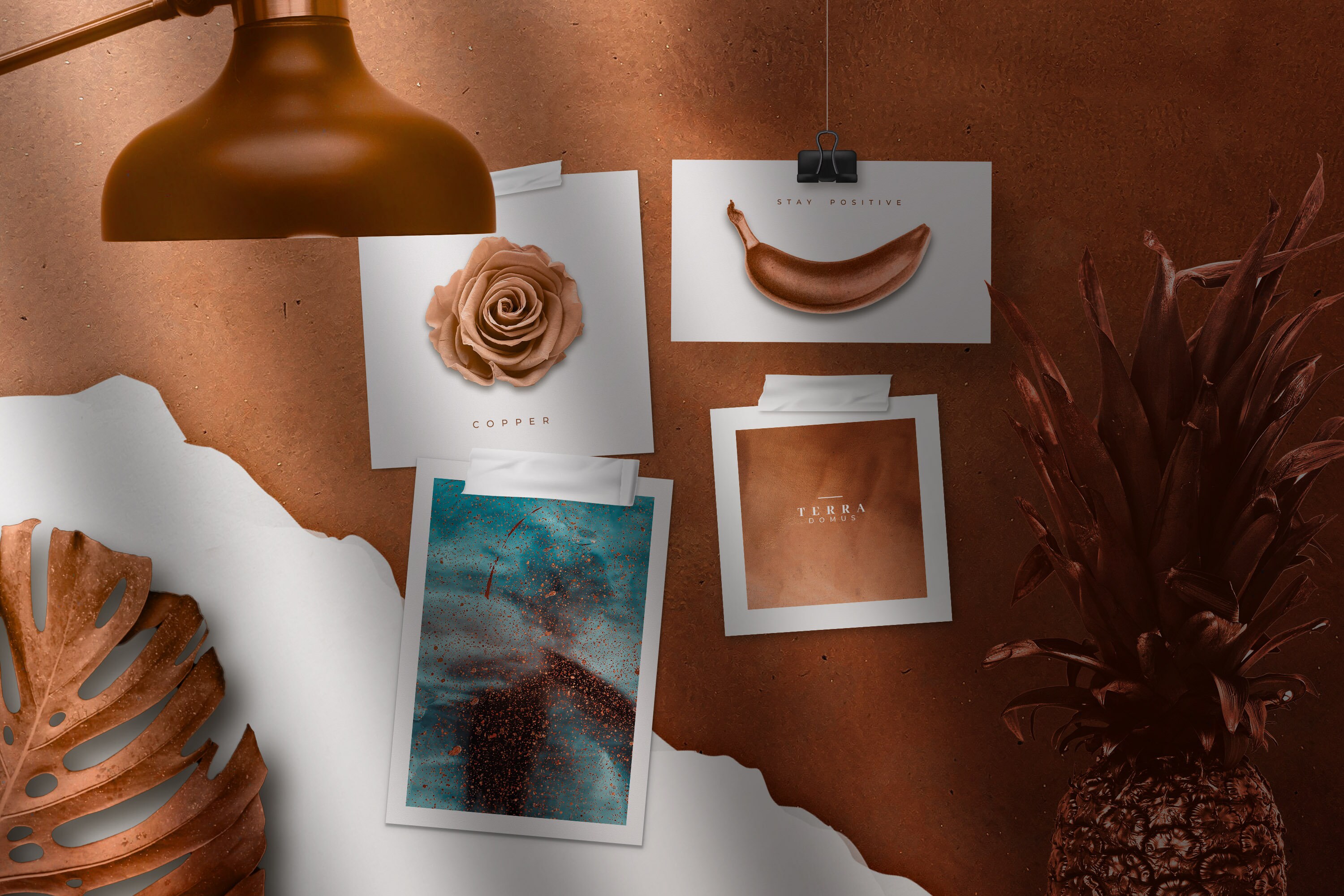 Copper Realistic Moodboard Mockups Elegant Mood Boards Etsy