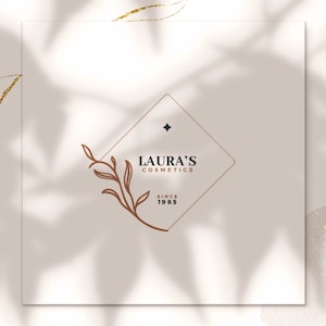 Rectangle Flower Logo, Instant Download Logo, DIY Logo, Botanical Logo, Minimal Logo, Floral Logo, Elegant Luxury Logo, Foliage Frame Logo