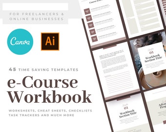 CANVA Workbook Templates, e-Course and Webinar Templates, Premade Course Creator Templates For Canva, Canva Worksheets