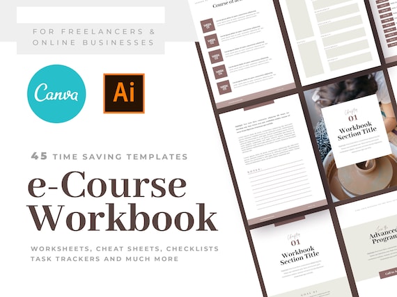 CANVA Workbook Templates, e-Course and Webinar Templates, Premade Course Creator Templates For Canva, Canva Worksheets