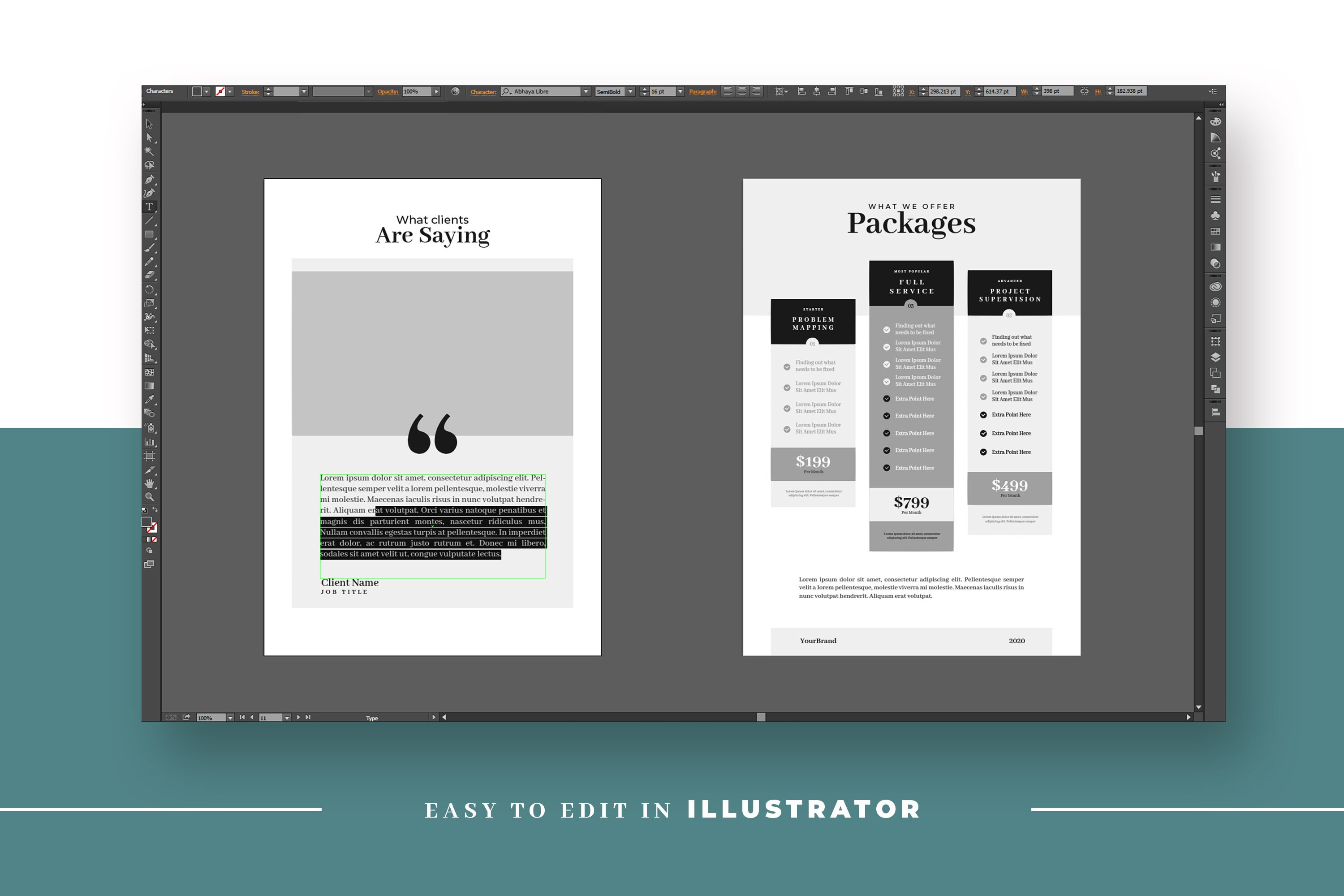 Services & Pricing Guide Templates for Illustrator and CANVA Etsy