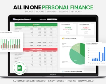 All-in-One Personal Finance Tracker For Google Sheets / Google Sheets Expenses Tracker / Zero-Based Budget Tracker / Net Worth Tracker