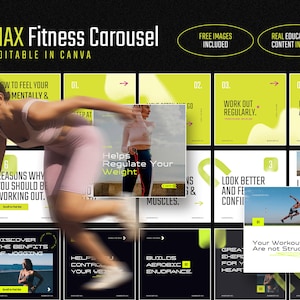 MAX Fitness Insta Carousel for CANVA / Instagram Carousel for Fitness Trainers and Coaches