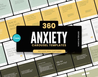 Anxiety & Mental Health Carousels for CANVA / Elegant Instagram Templates / Coaching Instagram Templates / with REAL content and captions!