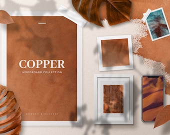 Copper Realistic Moodboard Mockups - Elegant Mood Boards Bundle