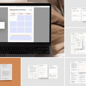 May include: A digital download of printable worksheets for dealing with uncertainty. The worksheets include sections for identifying potential problems, developing solutions, and creating a plan of action. The download includes a fillable PDF.