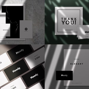 Mockup di cancelleria Moody - Mockup di sovrapposizione di ombre, mockup di biglietti da visita e carta intestata, creatore di scene, pacchetto di mockup
