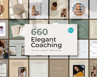 660 Elegant Coaching Social Media Kit / Coaching Instagram Square Templates / Social Media Coaching Template Bundle