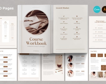 CANVA eCourse Workbook For Coaches / Canva Workbook Templates / Online Course Workbook / 99 Pages Webinar Templates