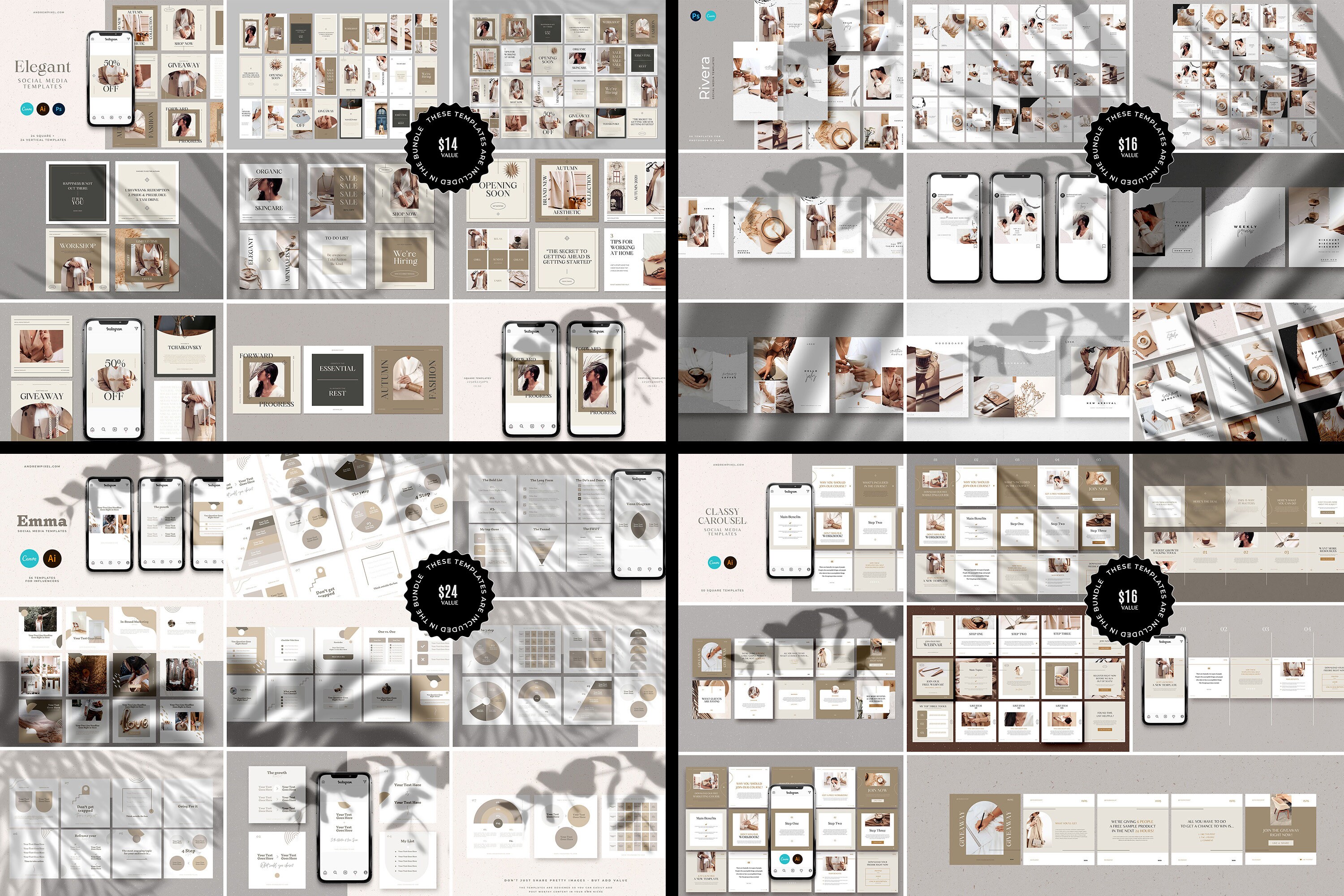1500+ Ultimate Social Media Template Bundle for CANVA / Canva Instagram ...
