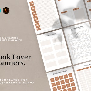 CANVA Leseplaner-Bundle / Buchliebhaber-Bundle / Buch-Wunschliste / Bearbeitbare PDF-Planer