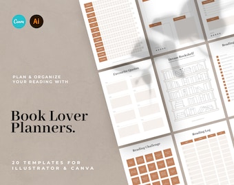 CANVA Reading Planner Bundle / Book Lover Bundle / Book Wish List / Editable PDF Planners
