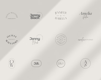 Aesthetic Logo Bundle for CANVA, Modern Minimal Logo Bundle, Simple & Clean Business Logo