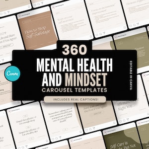 Mental Health & Mindset Carousels for CANVA / Elegant Instagram Templates / Coaching Instagram Templates / with REAL content and captions!