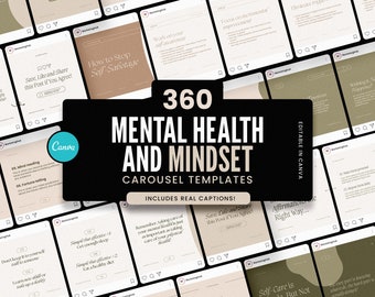 Mental Health & Mindset Carousels for CANVA / Elegant Instagram Templates / Coaching Instagram Templates / with REAL content and captions!