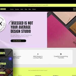 Obsessed Website Template for WIX / Premium Designer Website / Bold Modern Website / WIX Studio Portfolio Website