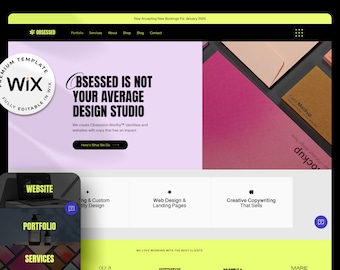 Obsessed Website Template for WIX / Premium Designer Website / Bold Modern Website / WIX Studio Portfolio Website