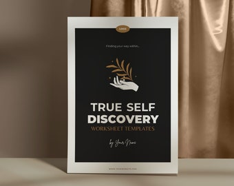 True Self Discovery Worksheets CANVA / Therapy Worksheet Templates / Life Coach Templates
