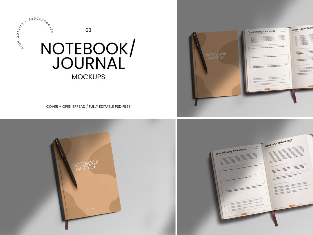 A5 Minimal Notebook Mockups / Modern Journal Mockups / Diary Mockup ...