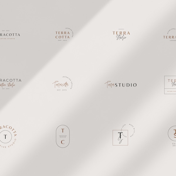 Terracotta Minimal Logo Kit CANVA / CANVA Luxury Logos / Feminine and Minimal Logo Design