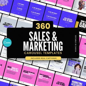 Sales & Marketing Instagram Carousel Templates for CANVA / Bold Instagram Templates / Modern Done-For-You Instagram Templates