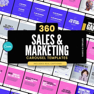 Sales & Marketing Instagram Carousel Templates for CANVA / Bold Instagram Templates / Modern Done-For-You Instagram Templates