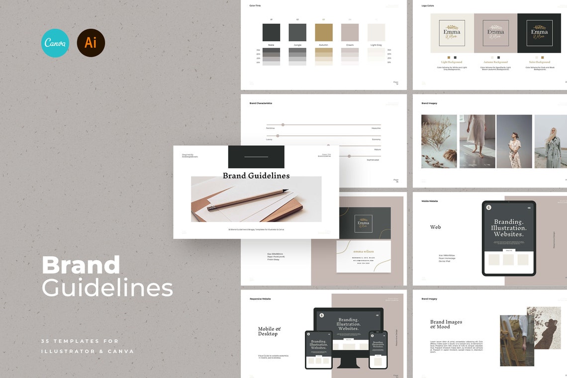 Brand Guideline Templates for CANVA / CANVA Branding Templates Etsy