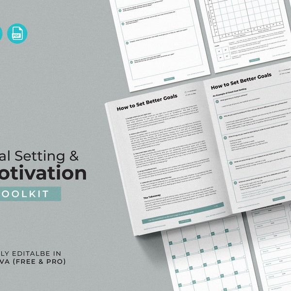 GOAL Setting & Motivation Toolkit / Editierbare Coaching Tools und Übungen/ Interaktive Coaching PDF Dateien / Therapie Tools