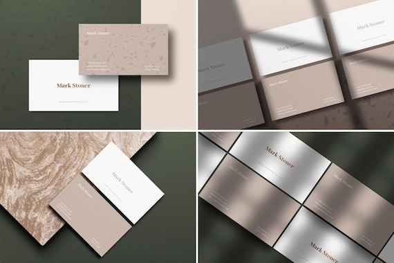 8 Premium Business Card Mockups - Elegant and Minimal Modern Business Card Template Bundle