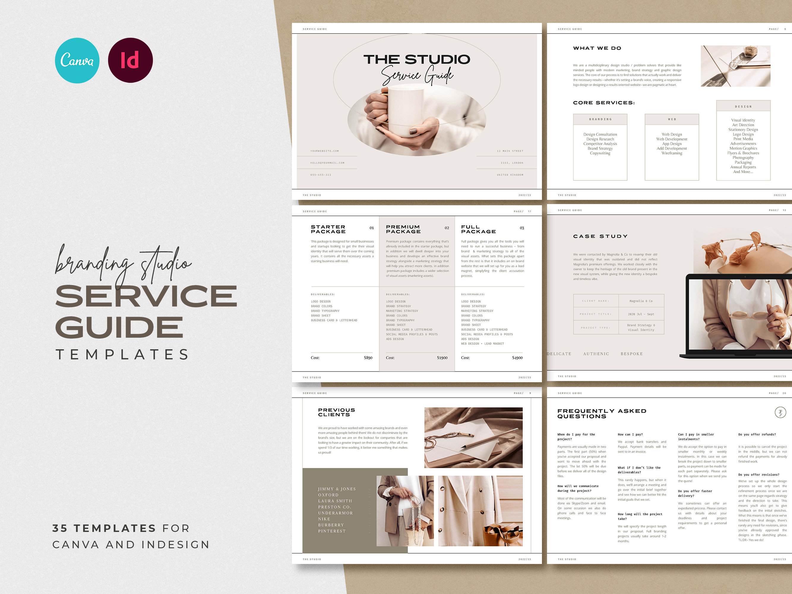 Indesign Client Inspo Studio Client Welcome & Pricing Kit for Canva and Indesign / Branding ...