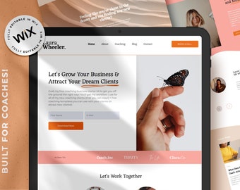 Laura Wheeler - WIX Website Template for Coaches, Coaching Website, Life Coach WIX Theme, Pink and Orange WIX Premium Theme