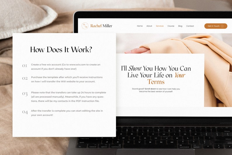 Rachel Miller Coaching Website Template for WIX / Coaching Website / Business Coach Website / Modern WIX Website image 3