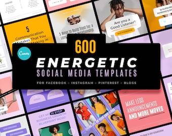 Energetic Instagram Templates CANVA / Colorful Instagram Templates / Modern and Bold Instagram Templates