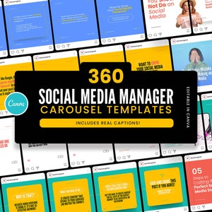 360 Social Media Manager Carousel Templates for Canva / Classy Instagram Templates / Modern and Elegant Instagram Templates