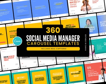 360 Social Media Manager Carousel Templates for Canva / Classy Instagram Templates / Modern and Elegant Instagram Templates