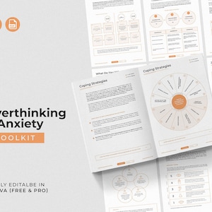 Overthinking and Anxiety Toolkit / Editable Coaching Tools and Exercises/ Interactive Coaching PDF Files / Therapy Tools