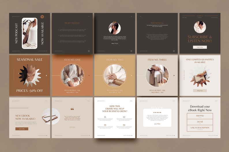 100 CANVA Instagram Carousel Templates / Elegant Instagram Templates ...