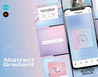 Abstract Gradient Instagram Templates for Illustrator and Canva